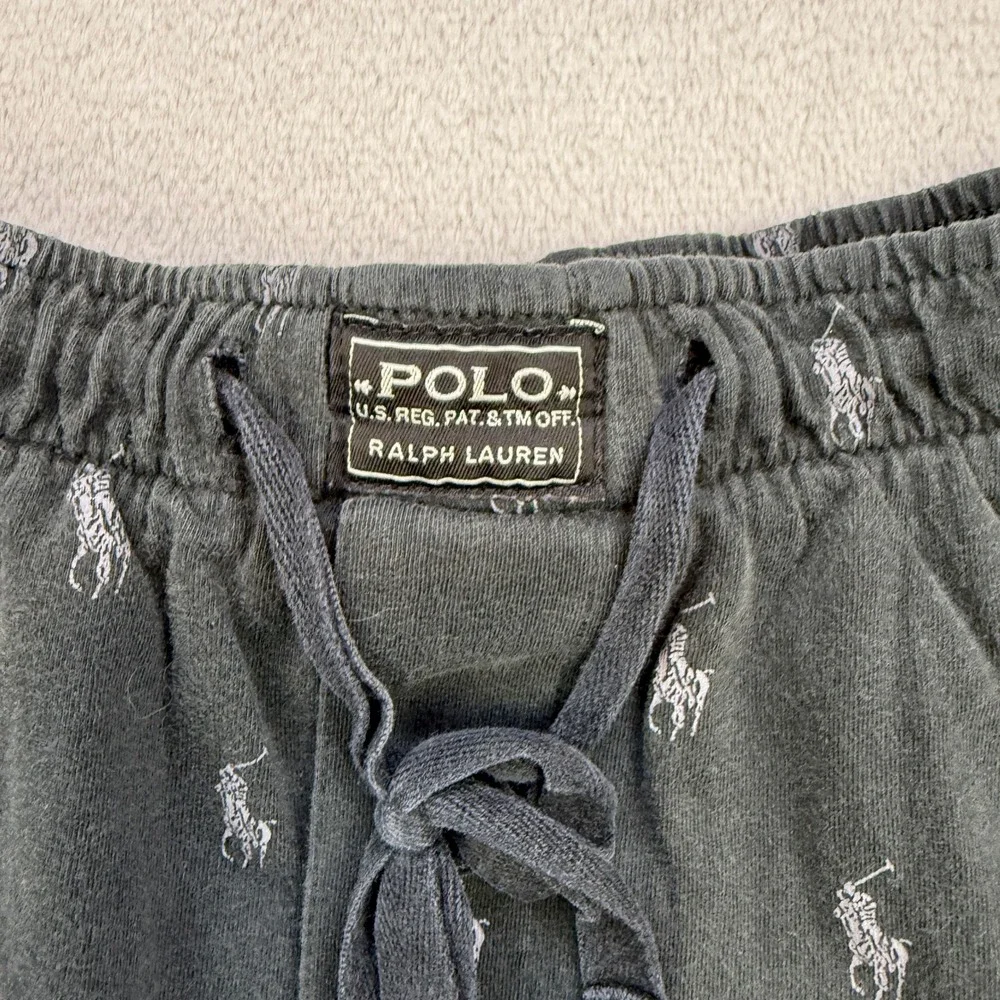 Polo Ralph Lauren Pajama Shorts Mens Large Black Pony Print Sleepwear Loungewear